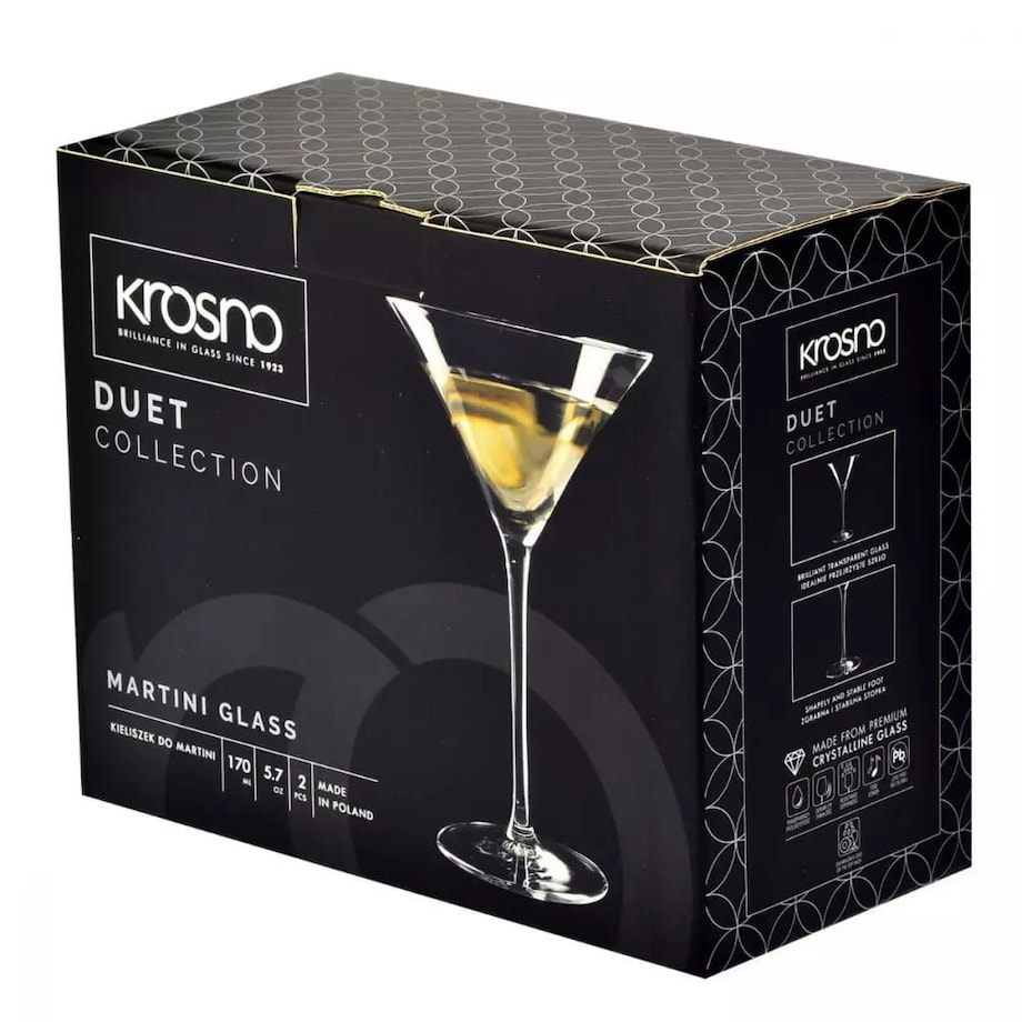 Kieliszki do martini Drinków Duet Krosno 2 szt 170 ml Eleganckie Komplet