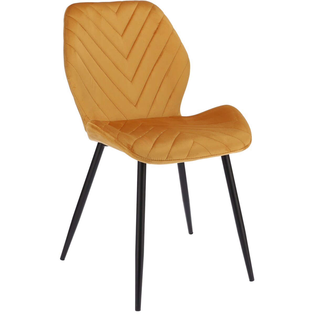 Krzesło tapicerowane welurowe MILARE musztardowe