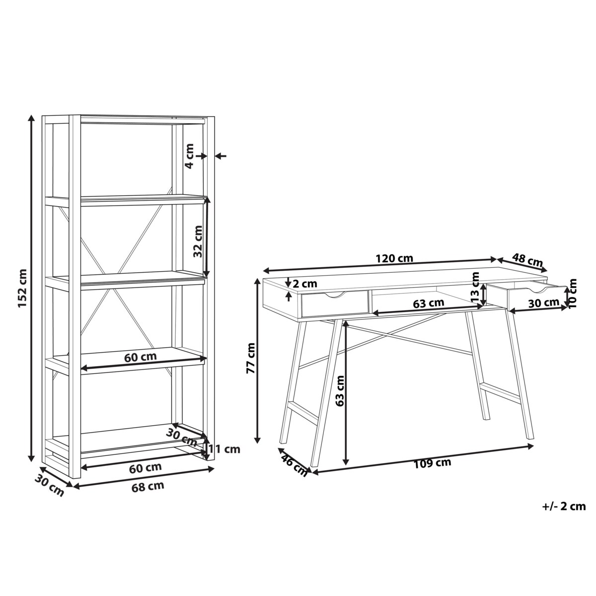 Zestaw mebli biurowych jasne drewno z białym JENKS/CLARITA