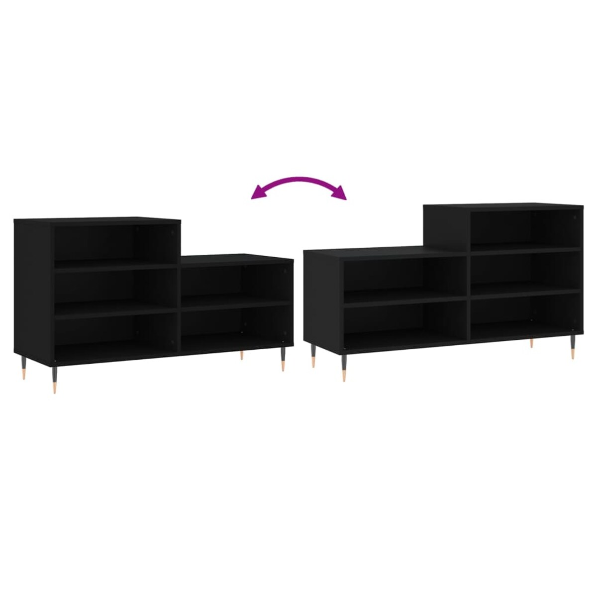 vidaXL Szafka na buty, czarna, 102x36x60 cm, materiał drewnopochodny