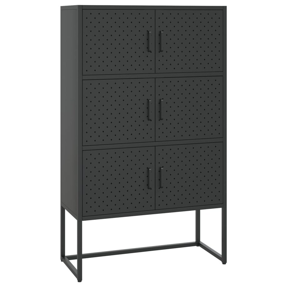 vidaXL Szafka, czarna, 80x35x135 cm, stal
