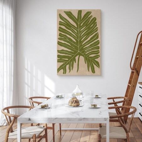 Obraz Abstrakcyjny Geometryczny Liść Monstera 80x120cm