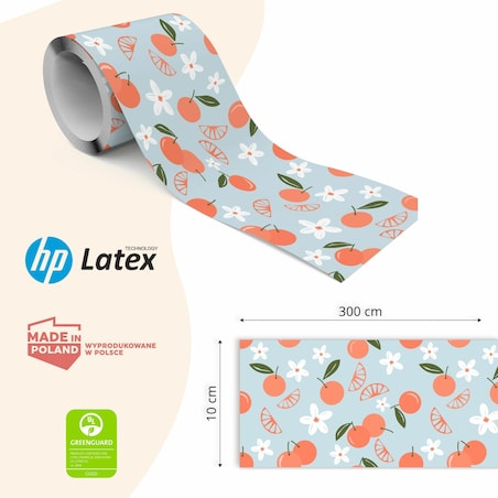 Samoprzylepny Pasek Dekoracyjny Bordiura Do Kuchni POMARAŃCZE Owoce Kwiaty