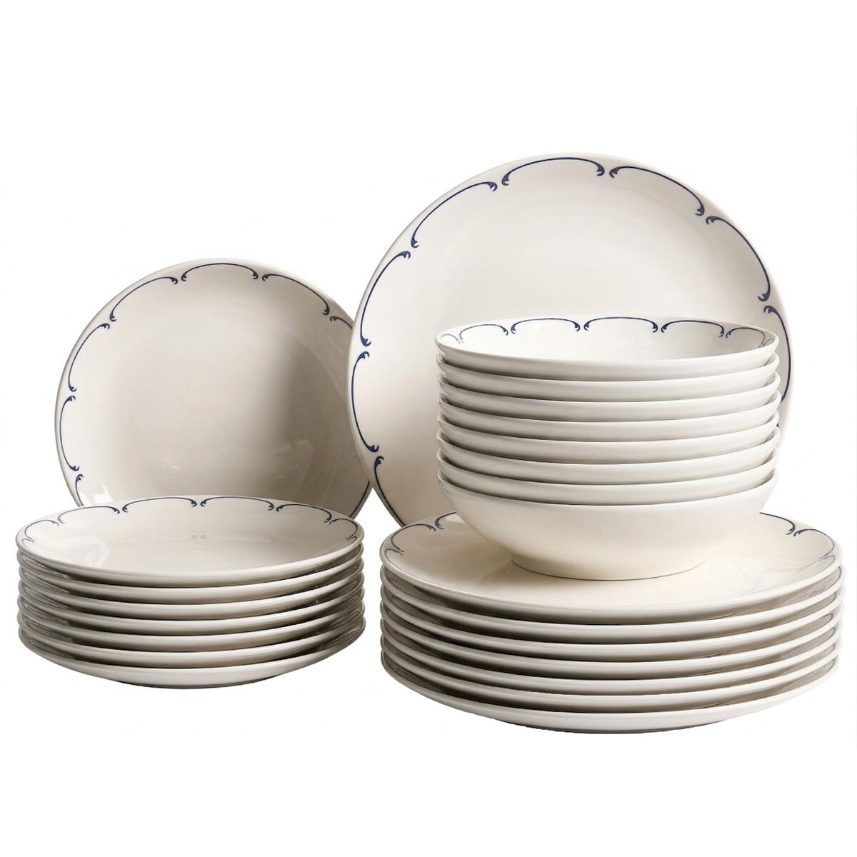 Zastawa stołowa 24-częściowa CHAROLI Porcelana Biały/ niebieski
