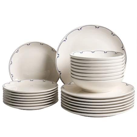 Zastawa stołowa 24-częściowa CHAROLI Porcelana Biały/ niebieski