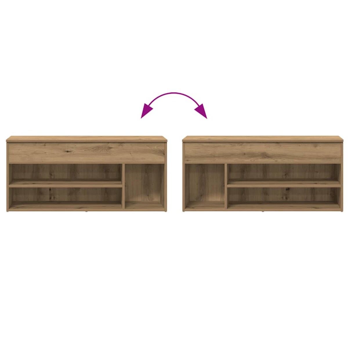 vidaXL Ławka ze schowkiem na buty, dąb artisan, 102x30,5x45 cm