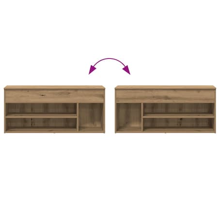 vidaXL Ławka ze schowkiem na buty, dąb artisan, 102x30,5x45 cm