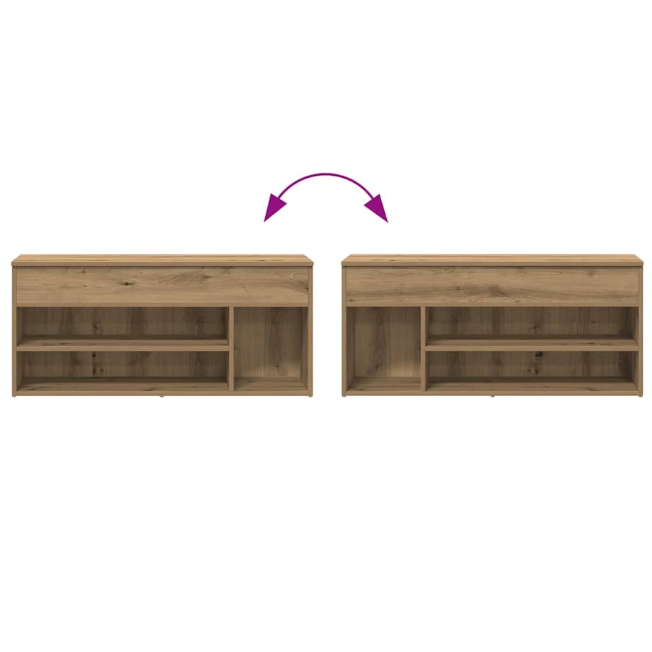 vidaXL Ławka ze schowkiem na buty, dąb artisan, 102x30,5x45 cm