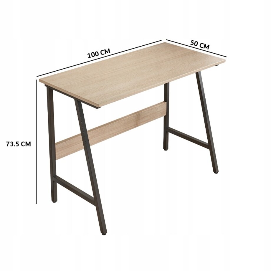 Biurko Komputerowe Loft Industrialne Nowoczesne Szkolne Jasny Dąb 100 Cm