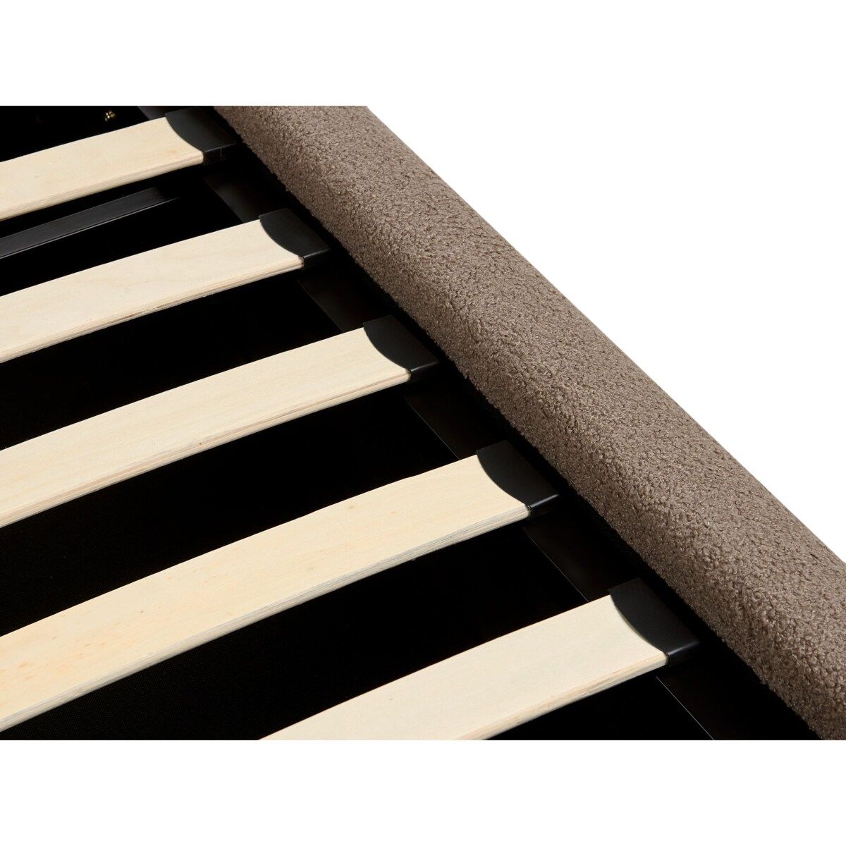 Łóżko z pojemnikiem Boucle BAJONNA 180 x 200 cm Beżowoszary