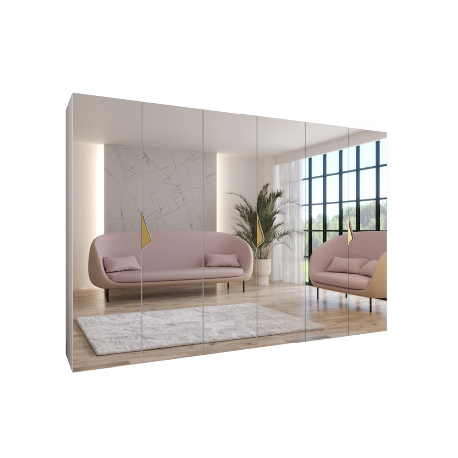 Szafa uchylna z lustrem Sandi 3 300 (3X100) wys 202 cm Biały + u Złoty