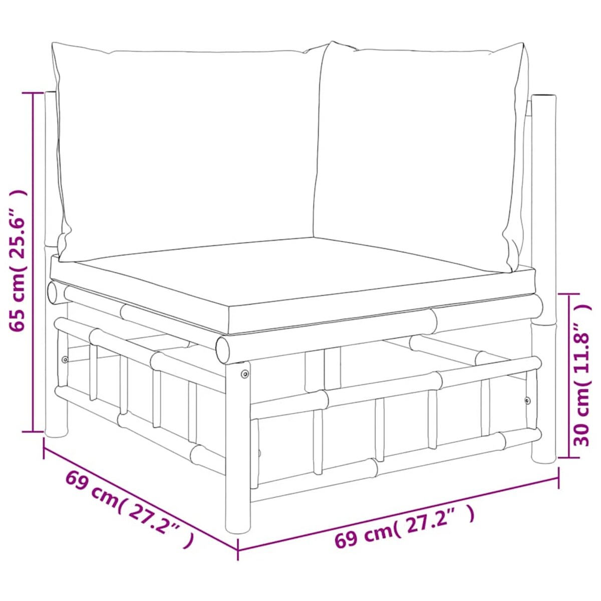 vidaXL Narożna sofa ogrodowa z ciemnoszarymi poduszkami, bambusowa