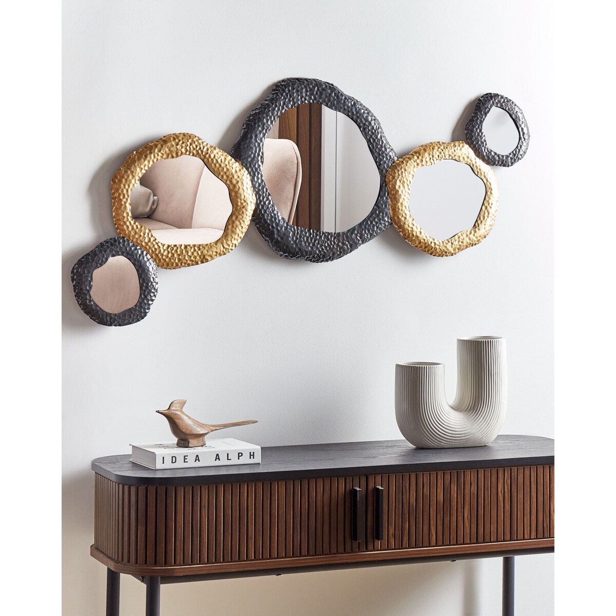 Lustro ścienne CHARNY 109 cm 44 cm Metal Czarny/ złoty
