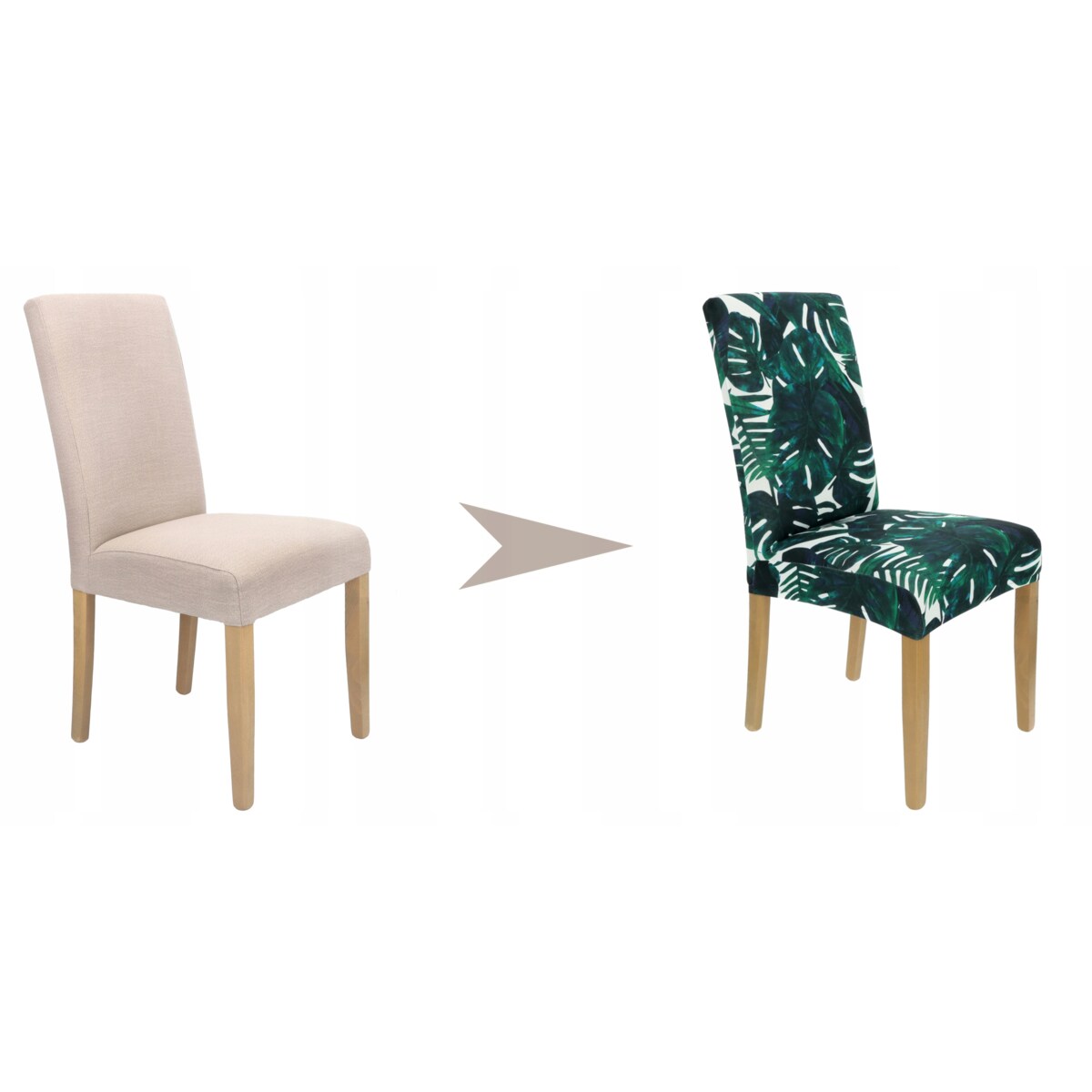 POKROWIEC NA KRZESŁO MONSTERA ZIELONE LIŚCIE PALMY WZORY ELASTYCZNY [21CF]