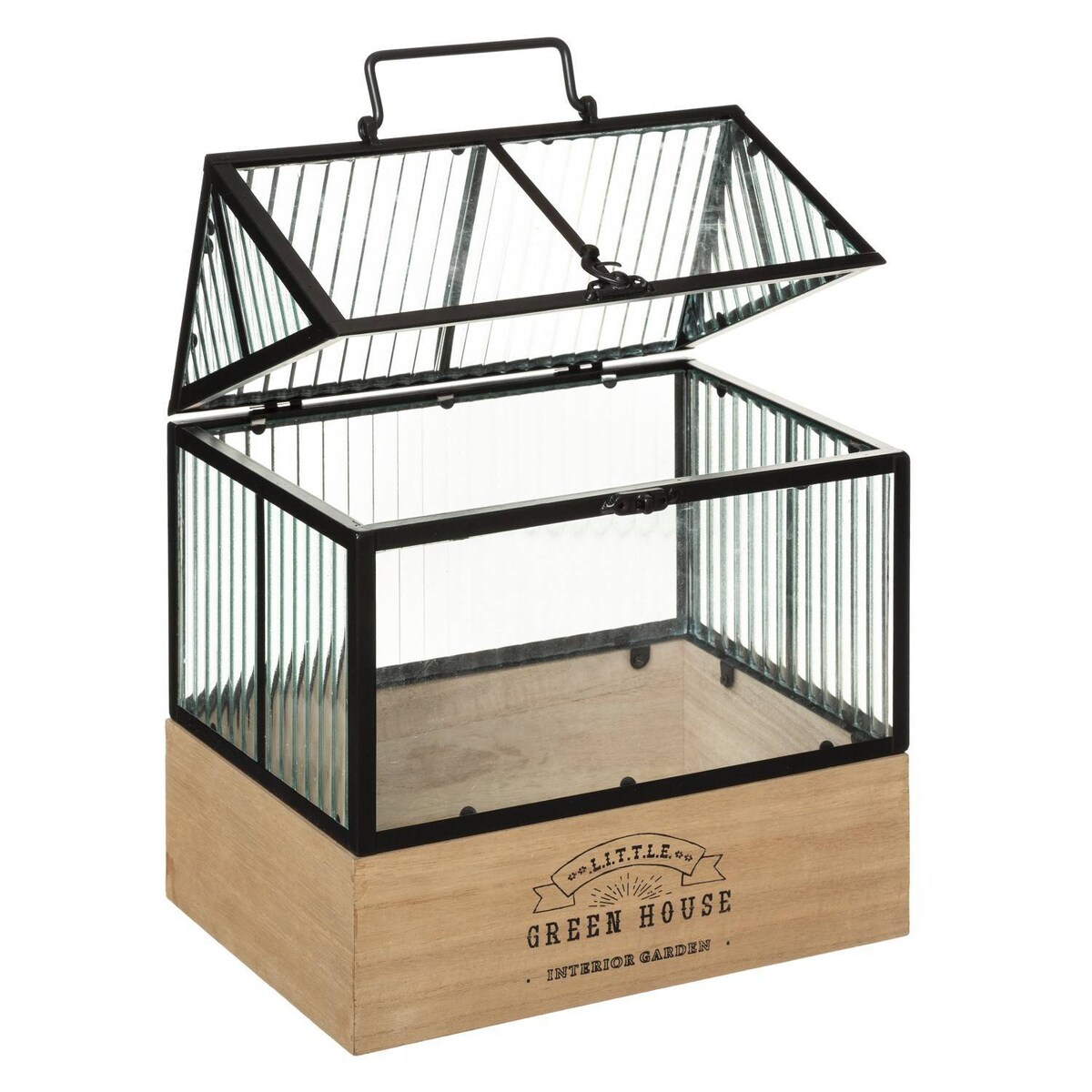 Mini szklarnia domowa, na drewnianej podstawie