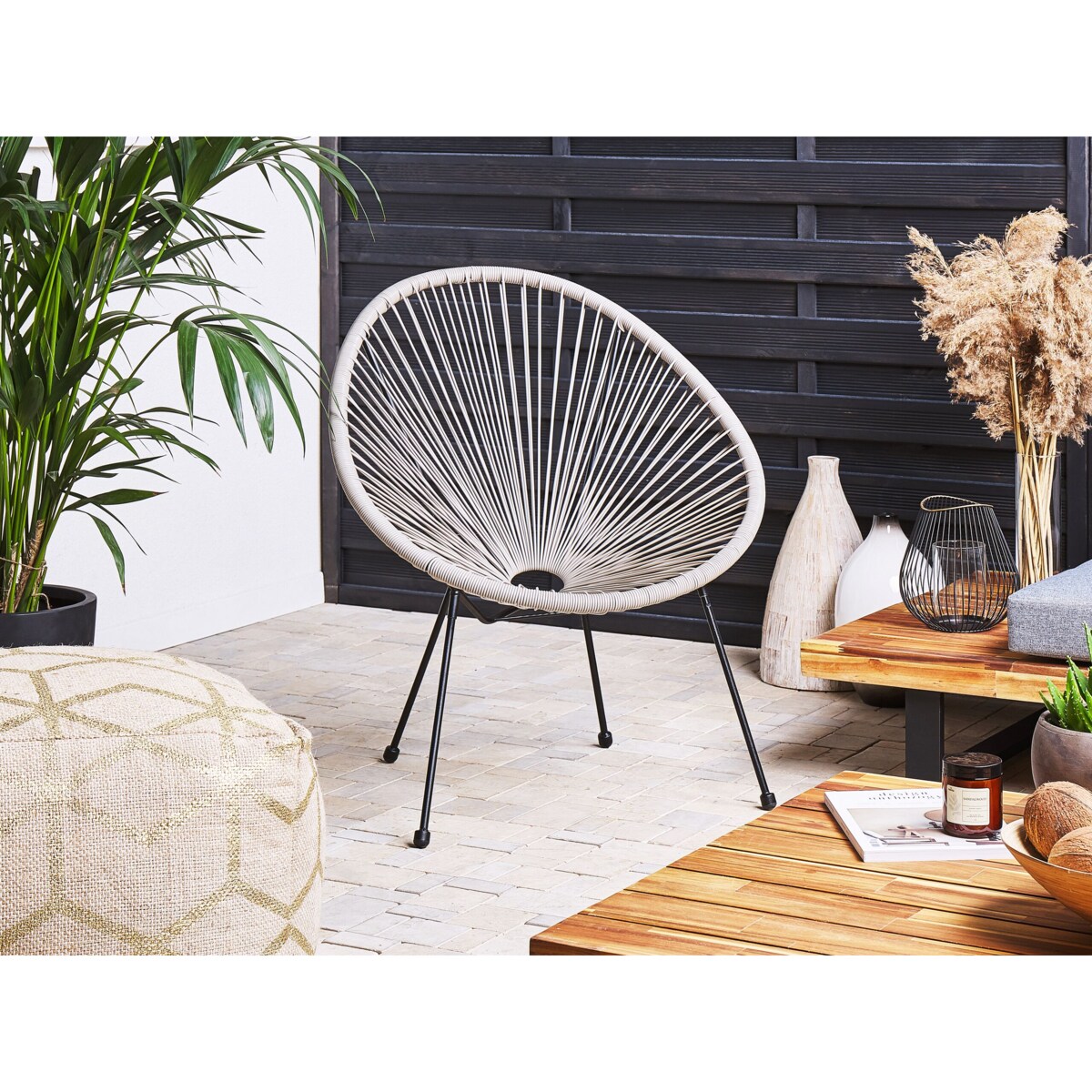 Zestaw mebli balkonowych z technorattanu jasnoszary ACAPULCO II