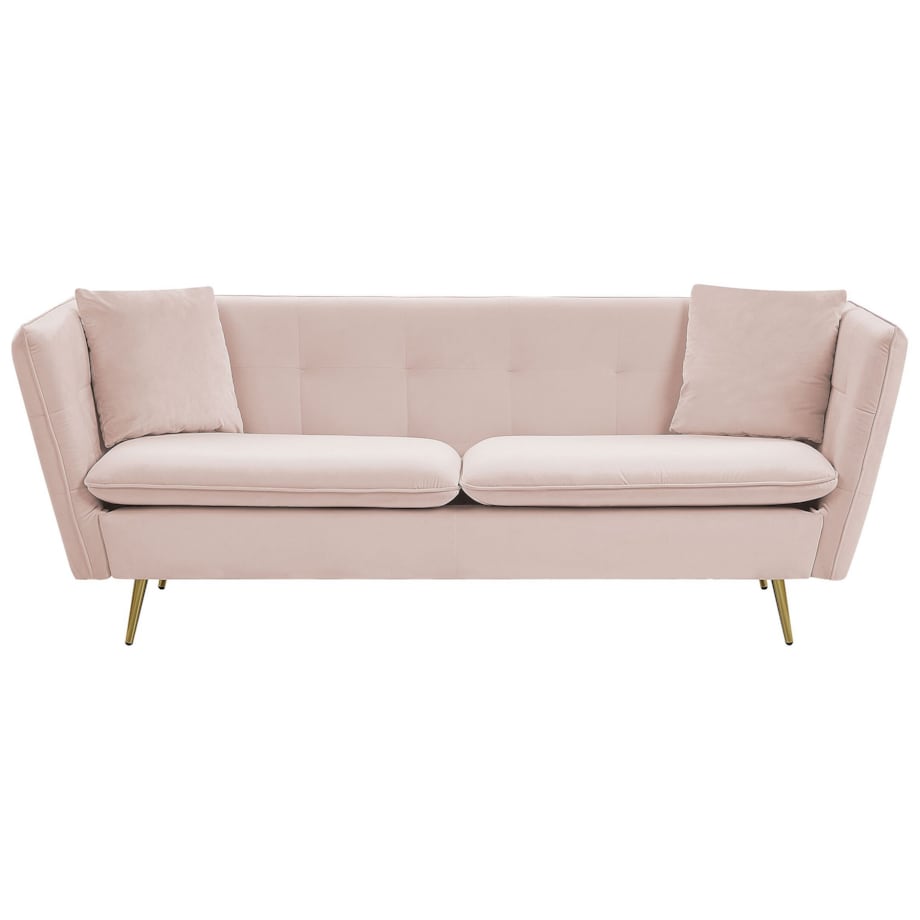 Sofa 3-osobowa welurowa różowa FREDERICA
