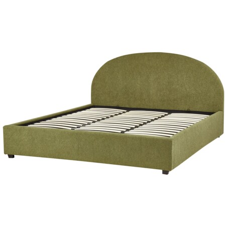 Łóżko z pojemnikiem boucle 180 x 200 cm zielone oliwkowe VAUCLUSE