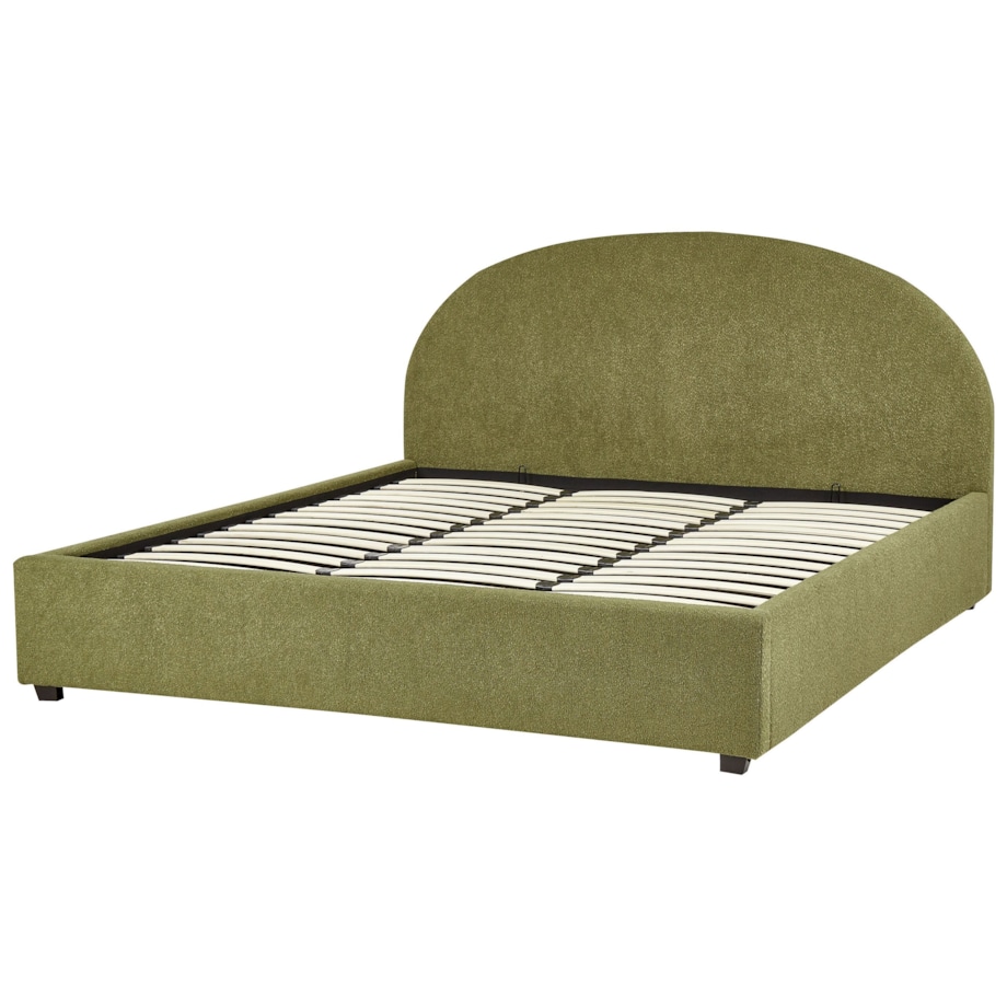 Łóżko z pojemnikiem boucle 180 x 200 cm zielone oliwkowe VAUCLUSE