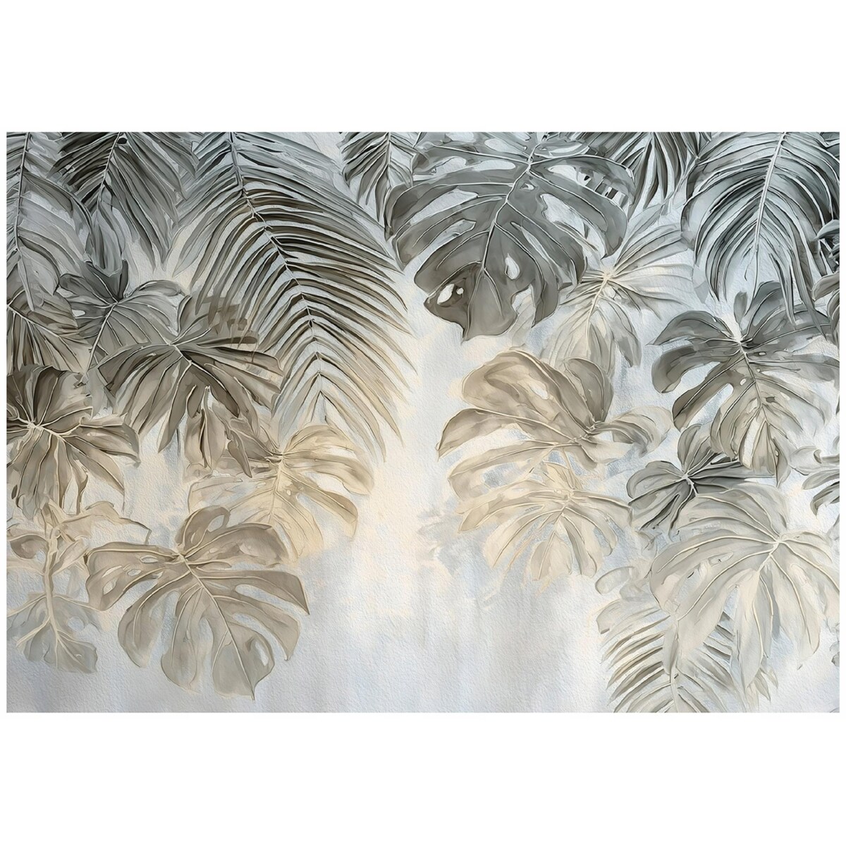 Fototapeta Do Sypialni Salonu Na Flizelinie Liście Beton Zielony 250x175