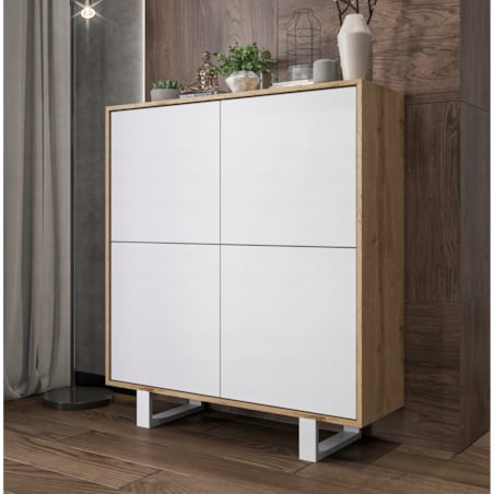 Industrialna Komoda Loft Szafka RTV Dąb Wotan Biały MAT 113 cm