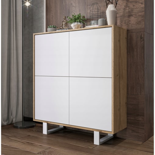 Industrialna Komoda Loft Szafka RTV Dąb Wotan Biały MAT 113 cm