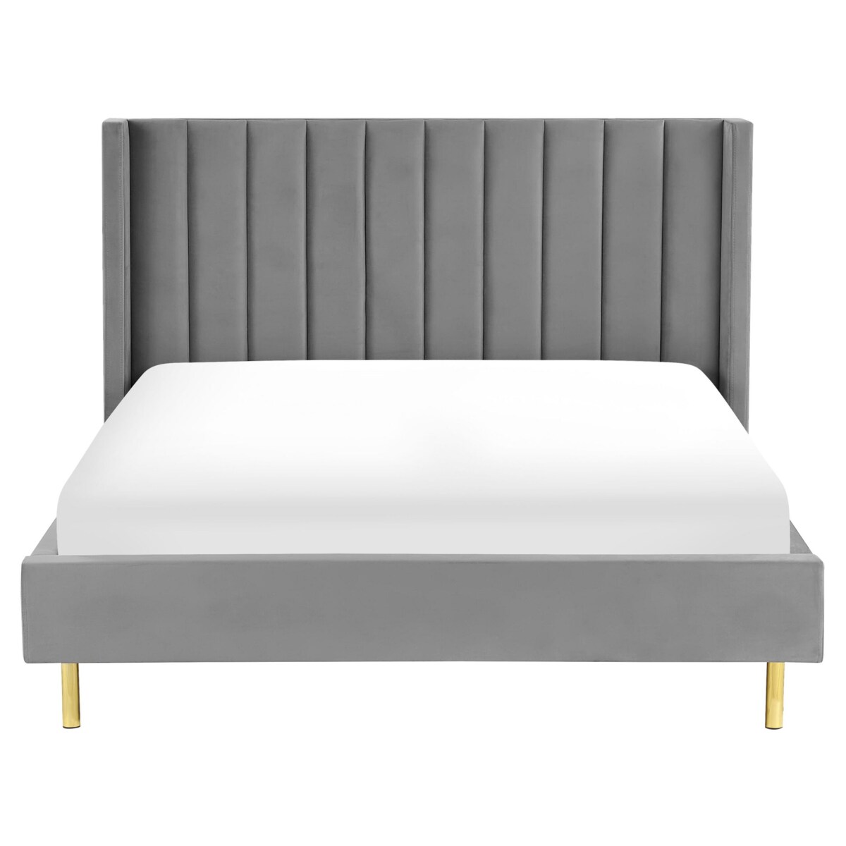 Łóżko welurowe 160 x 200 cm szare VILLETTE