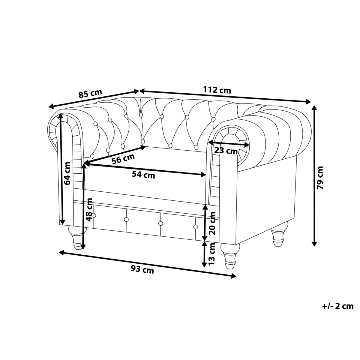 Fotel duży szary CHESTERFIELD
