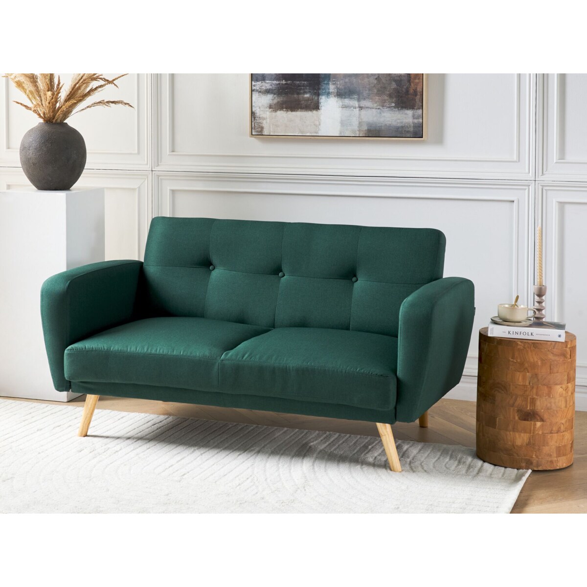 Sofa rozkładana 2-osobowa zielona FLORLI