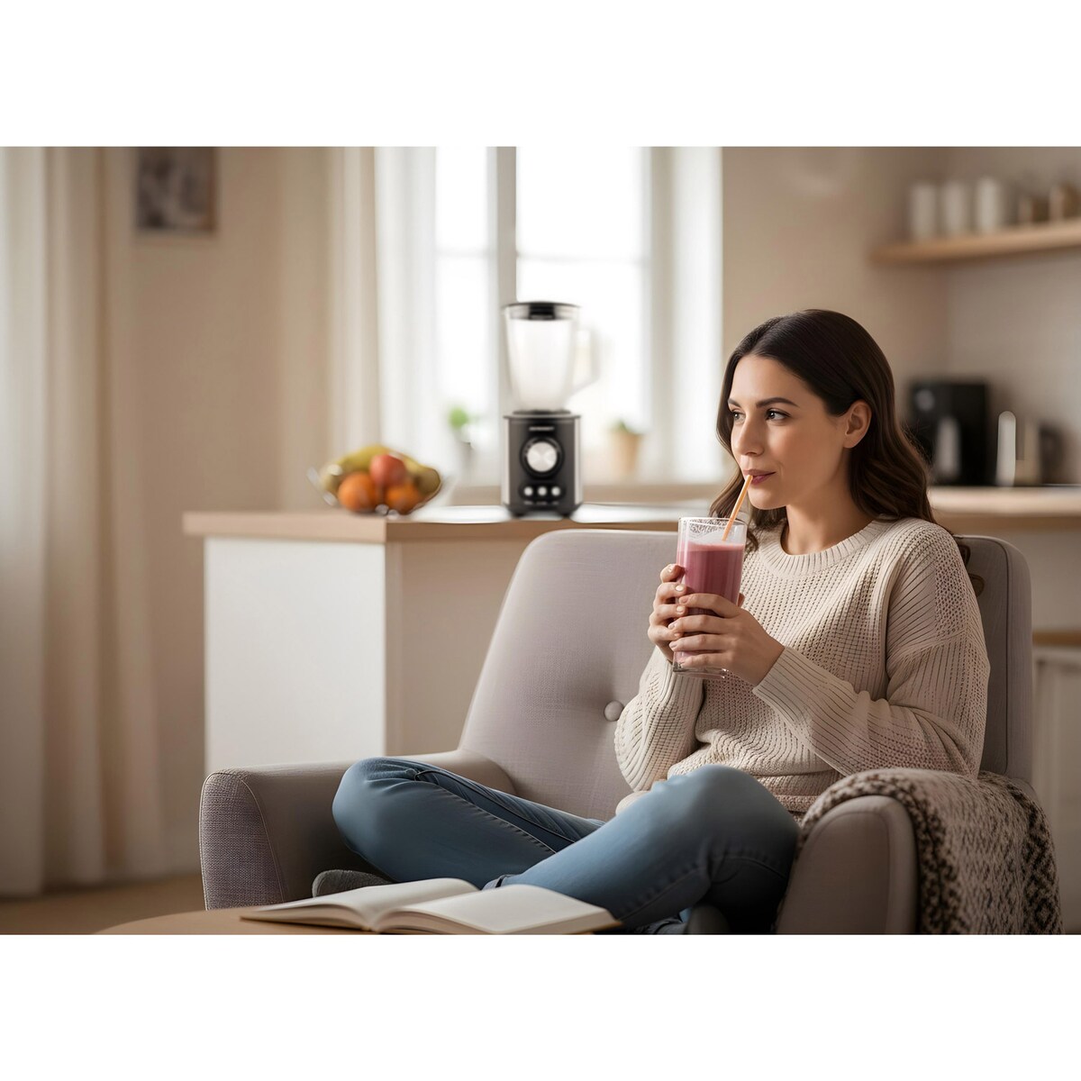 Duży blender kielichowy szklany Berdsen 800w czarny 1,5l