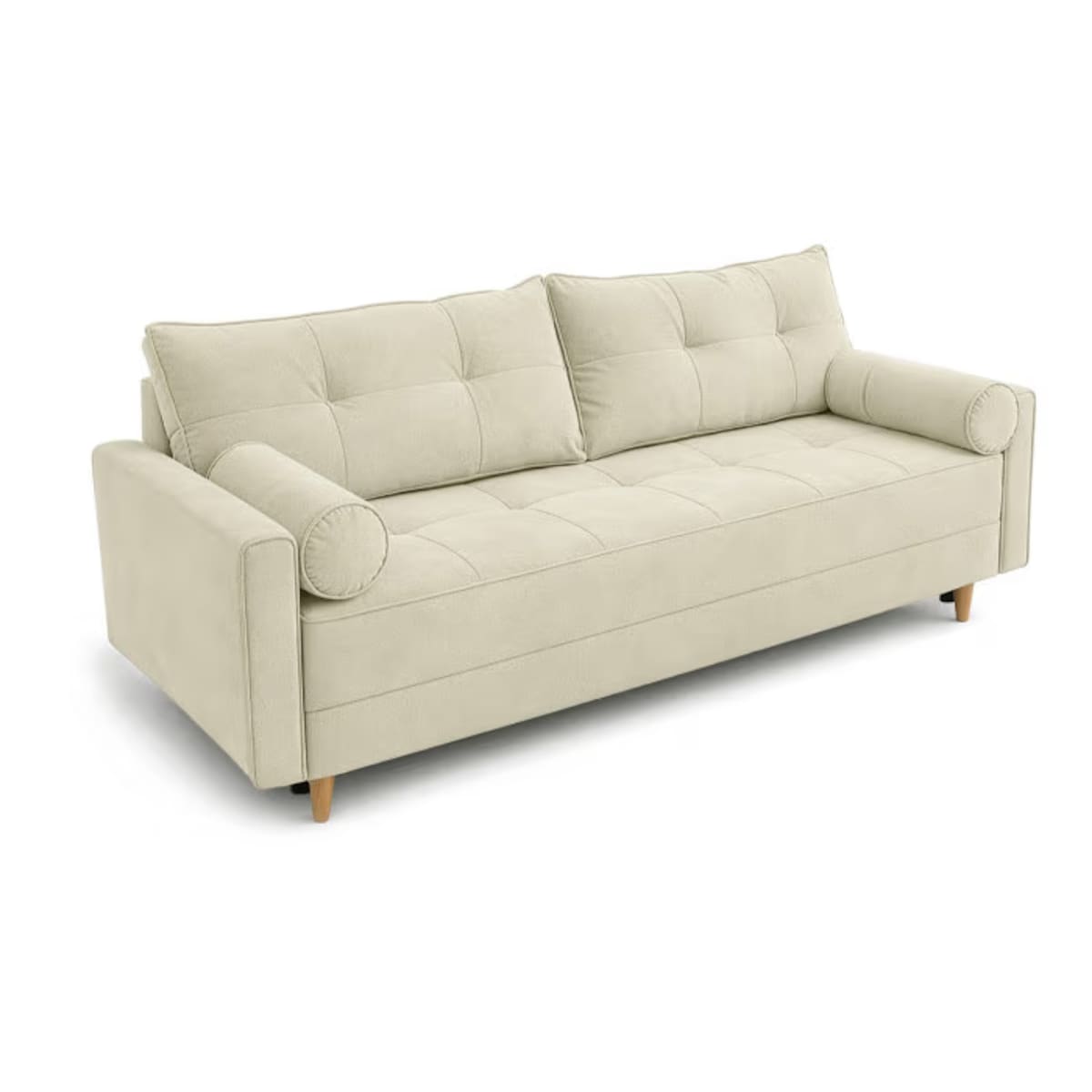 Sofa Rozkładana z Funkcją Spania Kanapa Dwuosobowa Kremowa LONAR