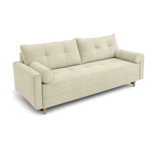 Sofa Rozkładana z Funkcją Spania Kanapa Dwuosobowa Kremowa LONAR