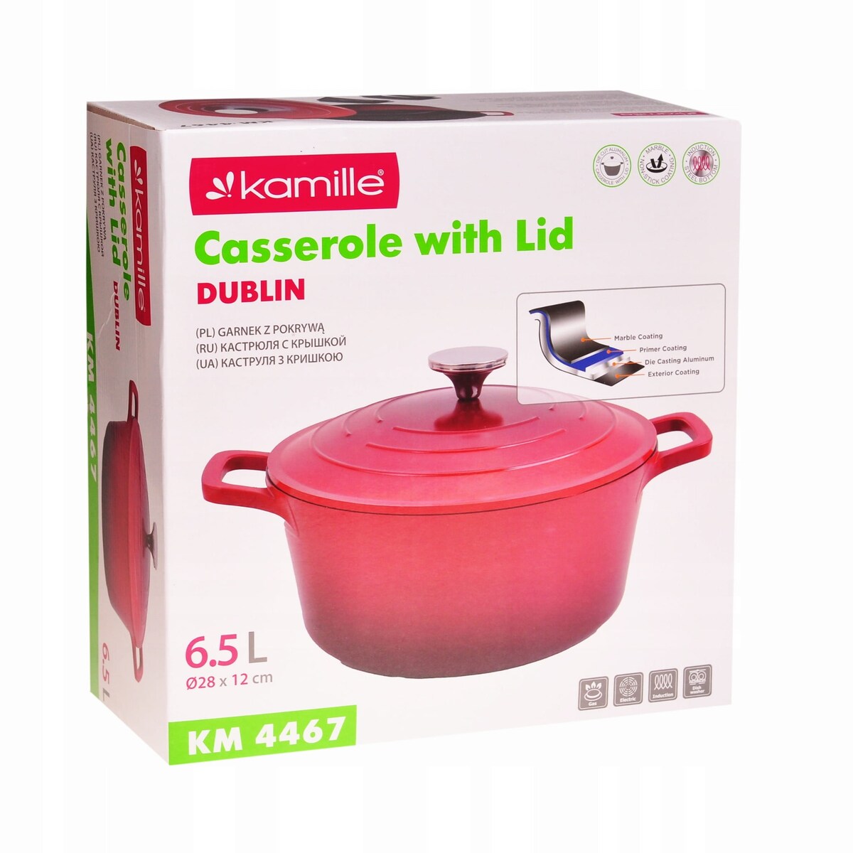 Garnek brytfanna kociołek z powłoką marmurową 6.5L KAMILLE