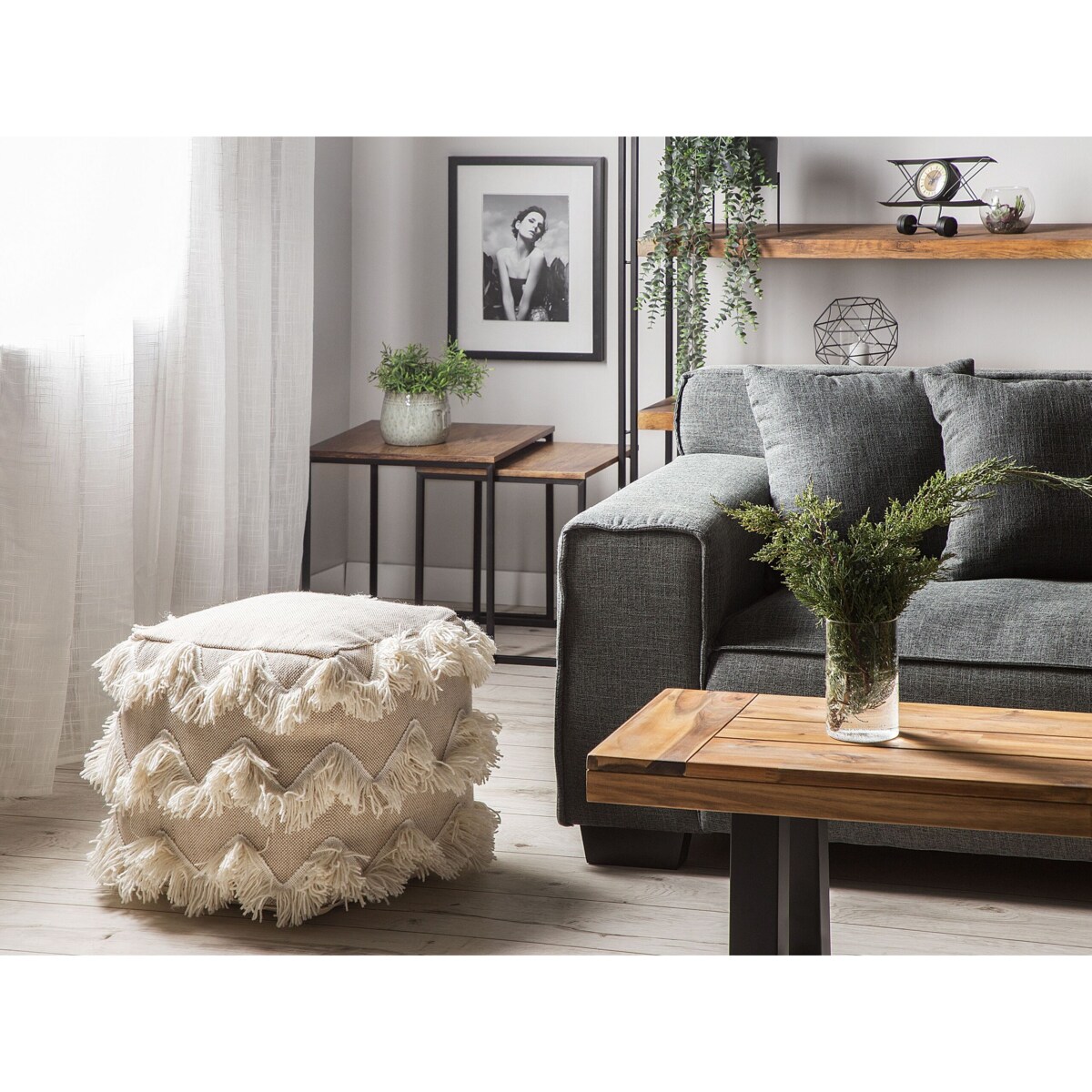 Puf 44 x 45 x 44 cm beżowy NASHIK