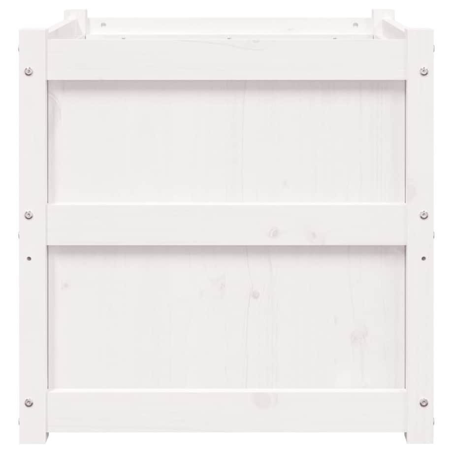 vidaXL Donica ogrodowa, biała, 60x60x60 cm, lite drewno sosnowe