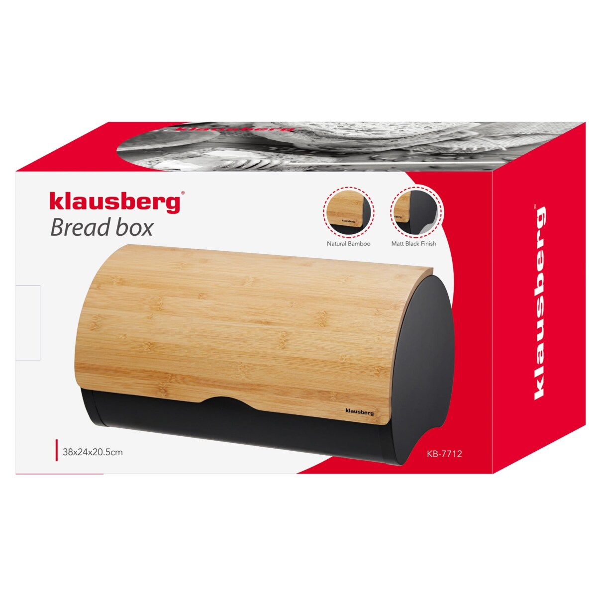 Chlebak stalowy 38cm pojemnik na chleb pieczywo KLAUSBERG