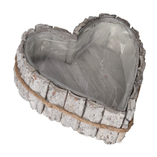 Doniczka Osłonka Drewniana Serce Szara Doniczki