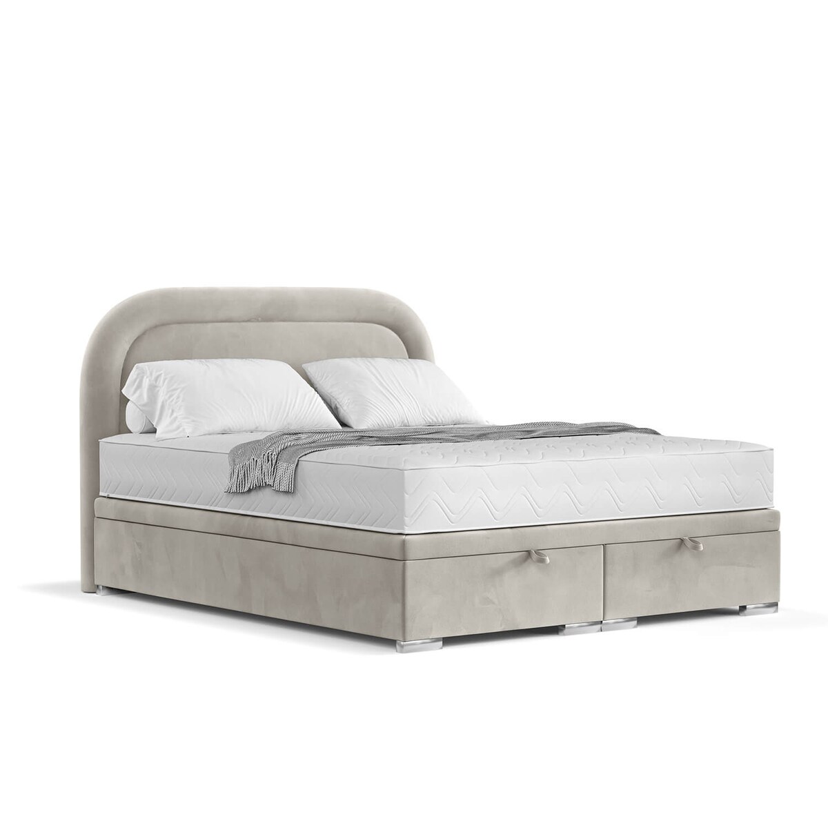 Łóżko tapicerowane HARMONY 180x200 z pojemnikiem, Jasny Beż, tkanina Uttario 2979