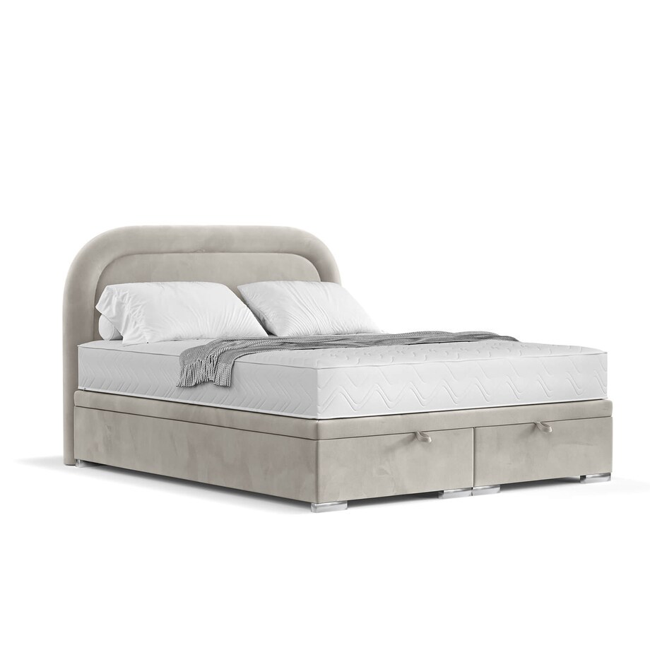 Łóżko tapicerowane HARMONY 180x200 z pojemnikiem, Jasny Beż, tkanina Uttario 2979