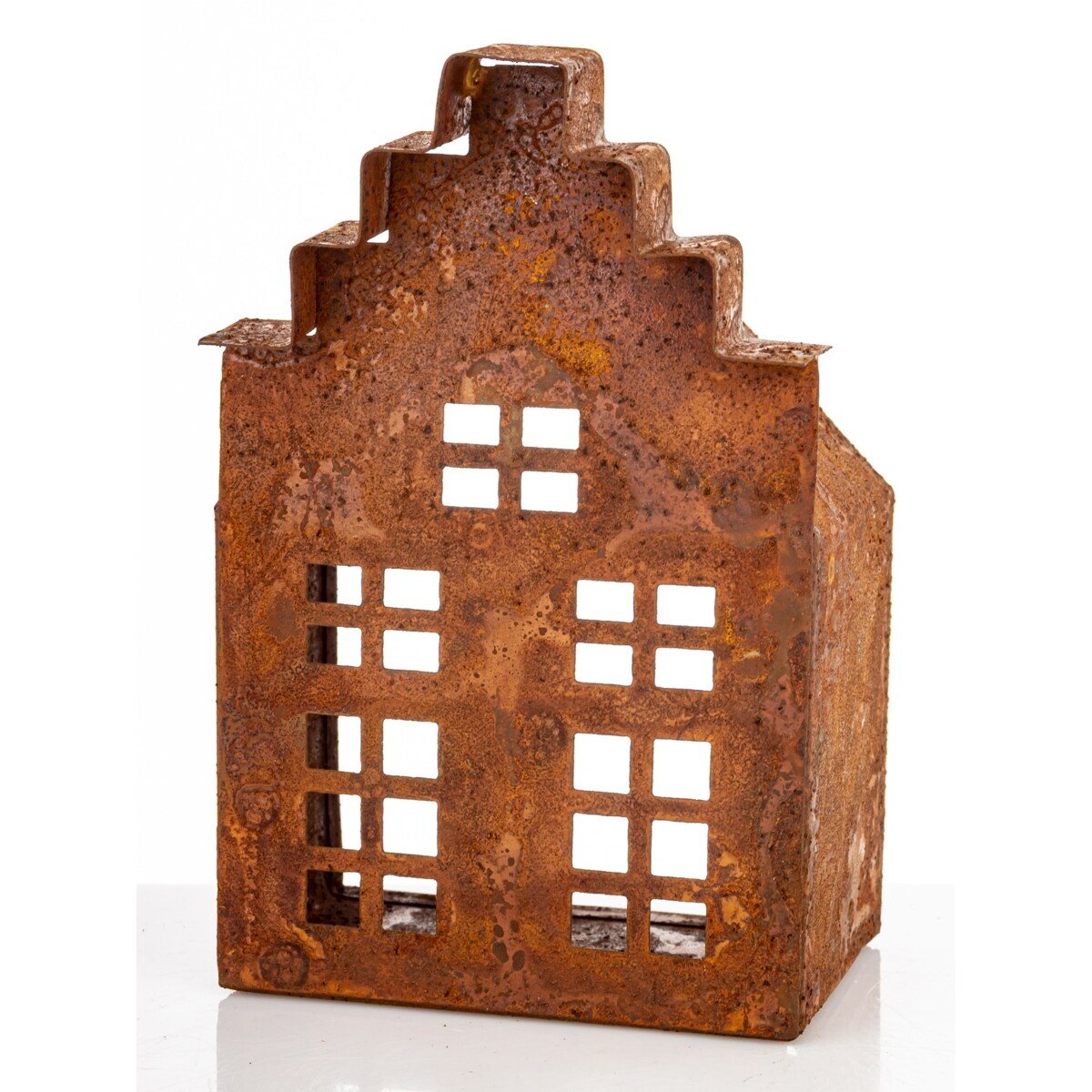 Dekoracja - domek metalowy rdzawy 15x10x7,5 cm RUGGINE small