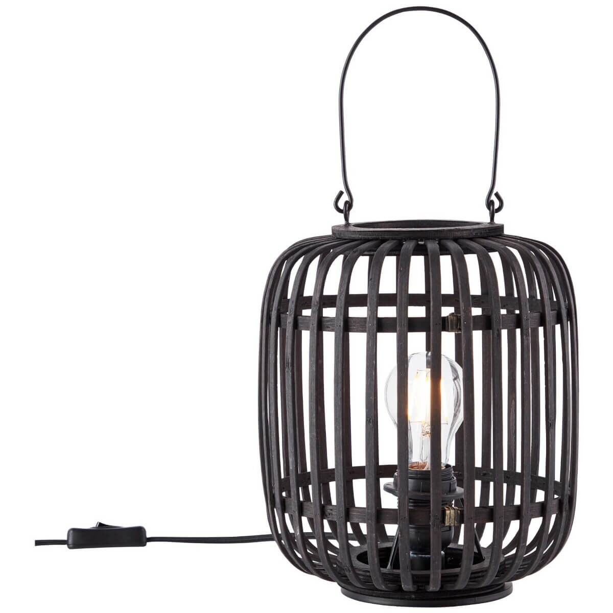 Bambusowa lampa stołowa Woodrow 93062/76 Brilliant lampion czarny