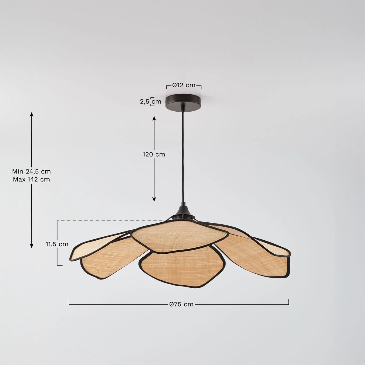 Lampa wisząca beżowo-czarna Benavid Ø75 cm