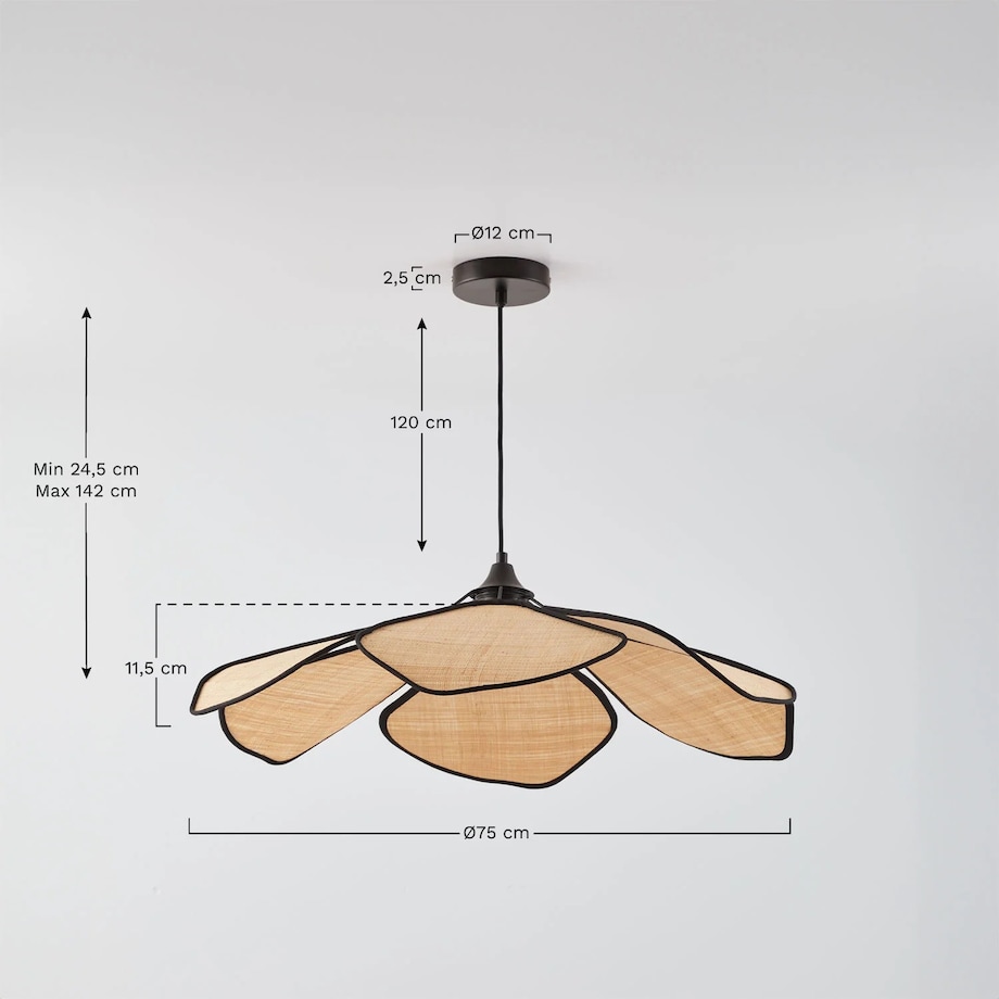 Lampa wisząca beżowo-czarna Benavid Ø75 cm