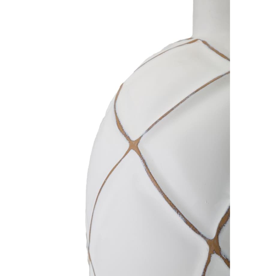 Lampa stołowa Lines, kolor bielony i brązowy, żywica syntetyczna i żelazo, 35 x 35 x 60 cm, 1 x E27, max. 40 W, do salonu i sypialni, Mauro Ferretti
