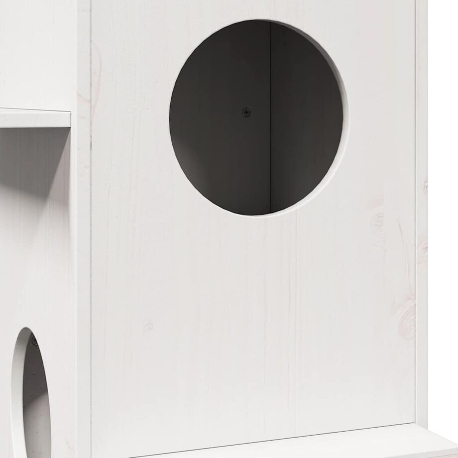 vidaXL Domek dla kota, białe, 43x43x90 cm, lite drewno sosnowe