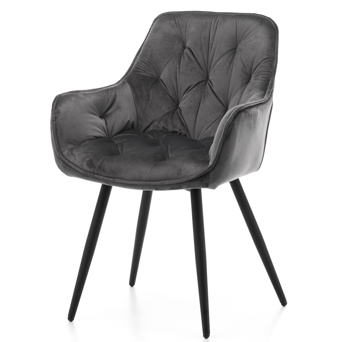 Krzesło tapicerowane pikowane do salonu jadalni welurowe SIENA szare