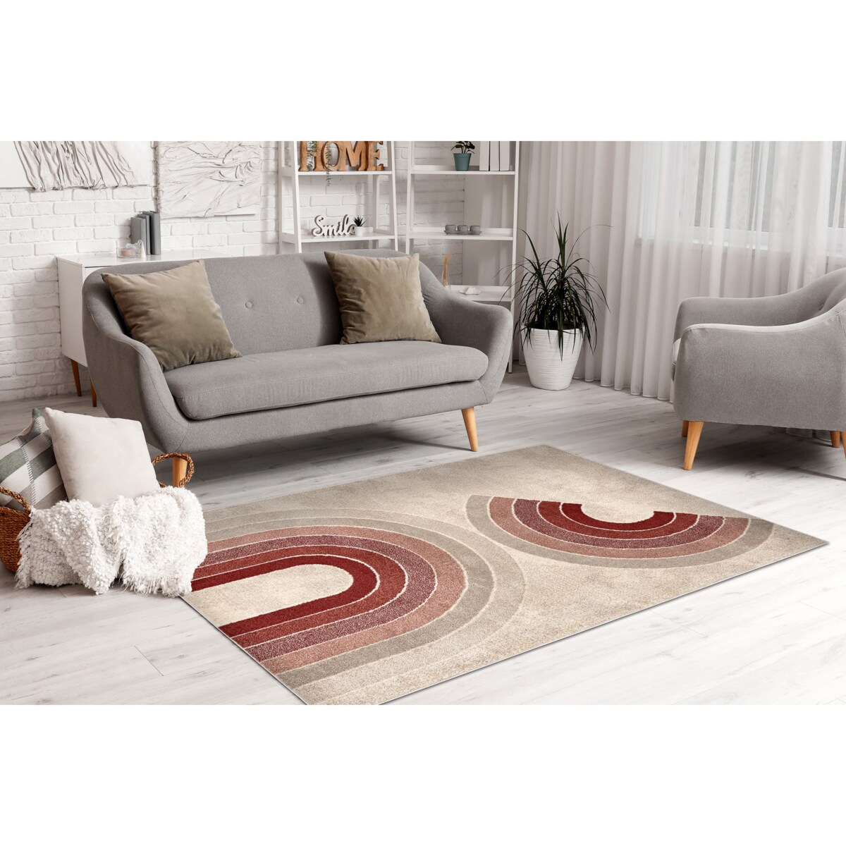 Dywan FUSION 0807 krem / bordo - 200x290 cm