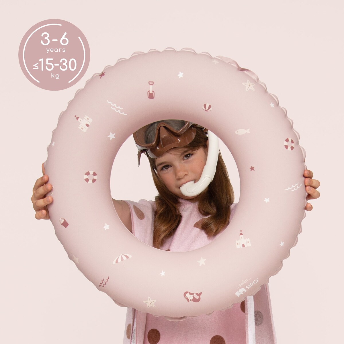 Sipo, Różowe Koło Dmuchane Do Nauki Pływania Dla Dzieci, Średnica 50 Cm, 3-6 Lat, 15-30 Kg, Różowe
