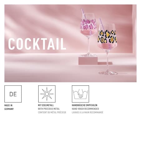 Ritzenhoff Kieliszek kryształowy Cocktail wzór panterki złoty, czarny 544 ml ilustrator: A. Vasconcelos