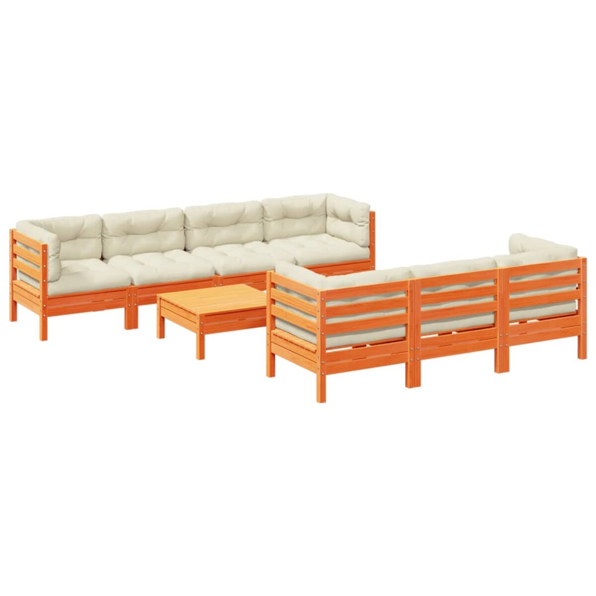 vidaXL 8-cz. zestaw wypoczynkowy do ogrodu, z poduszkami, woskowy brąz